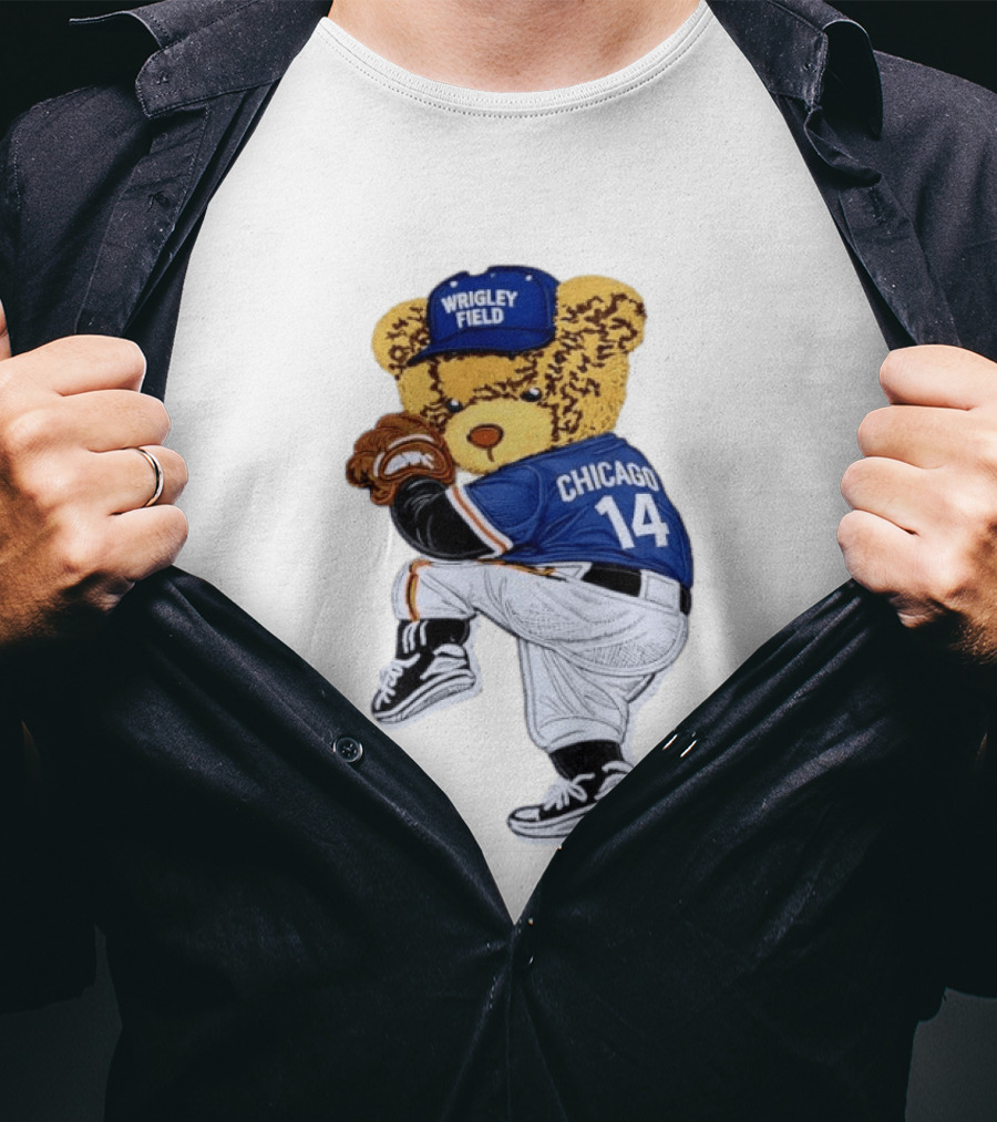 Wrigley Field Chicago Bear 14 Baseball Pitcher T-Shirt