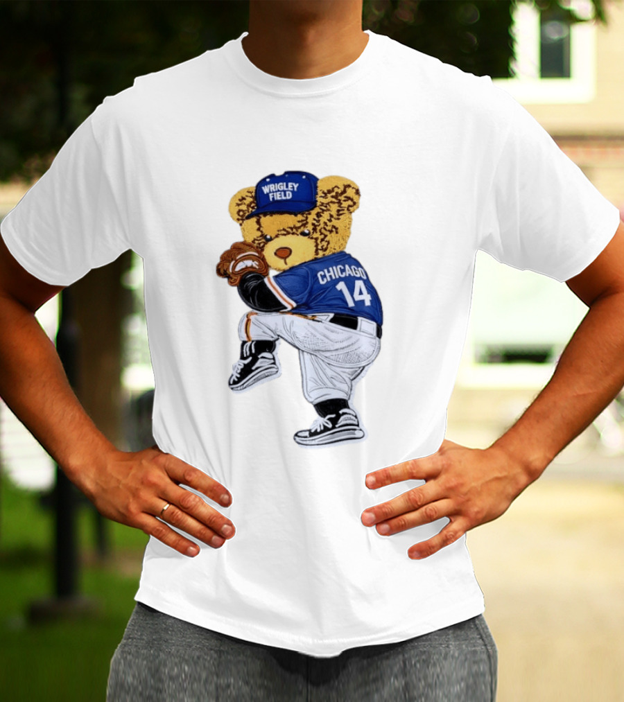 Wrigley Field Chicago Bear 14 Baseball Pitcher T-Shirt