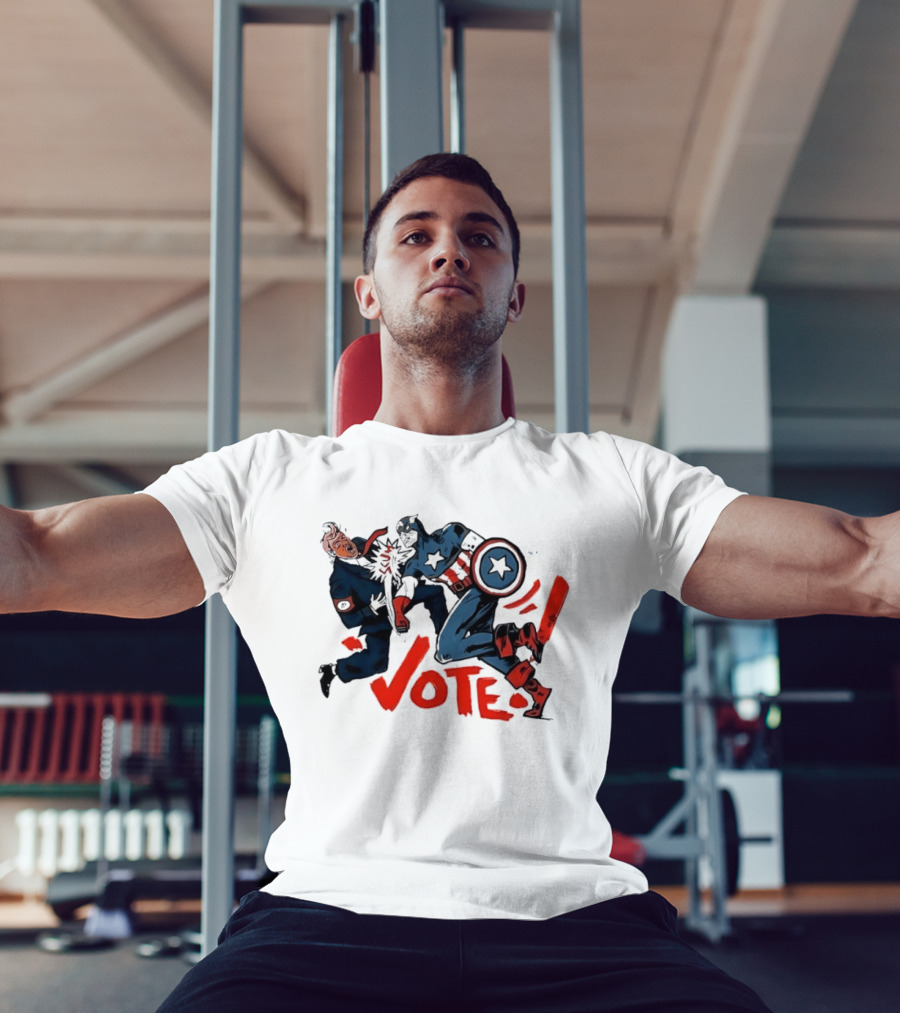 Captain America Punch Donald Trump Vote Comic T-Shirt