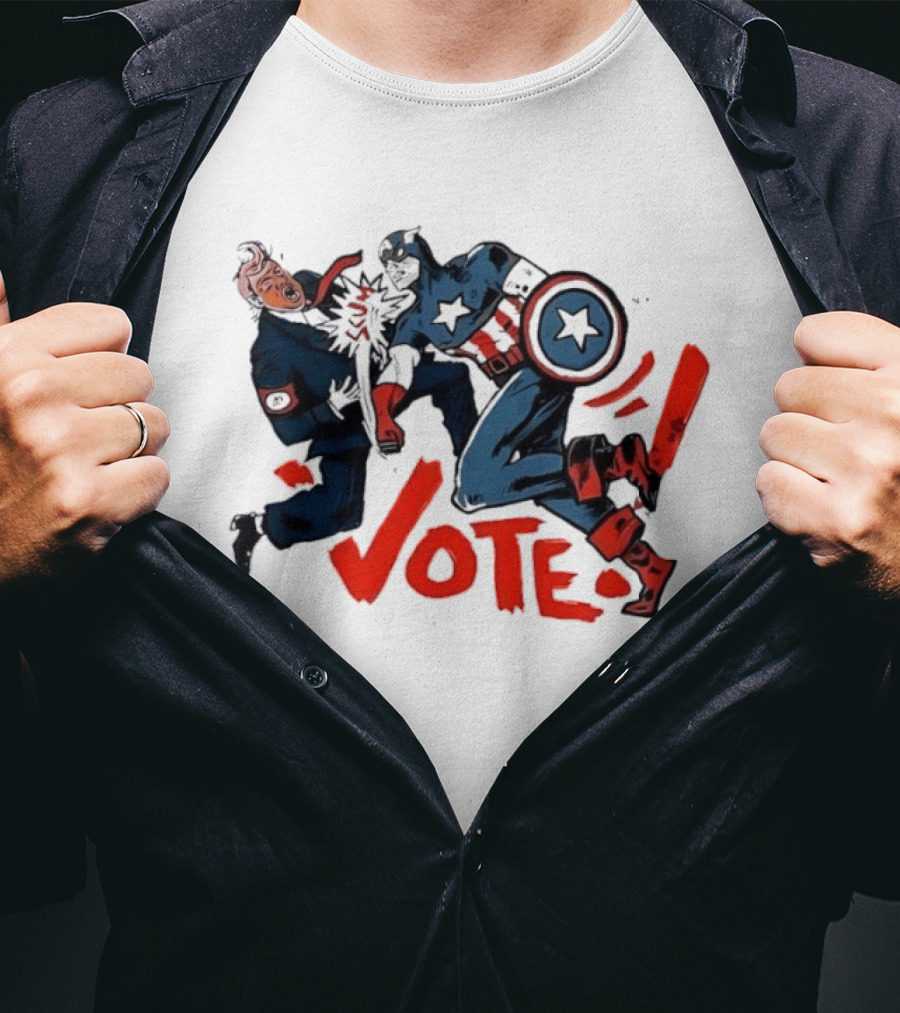 Captain America Punch Donald Trump Vote Comic T-Shirt