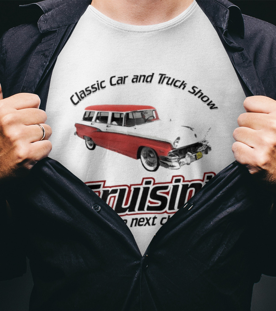 Classic Car And Truck Show Cruisin' Into The Next Chapter Vintage Red Station Wagon T-Shirt