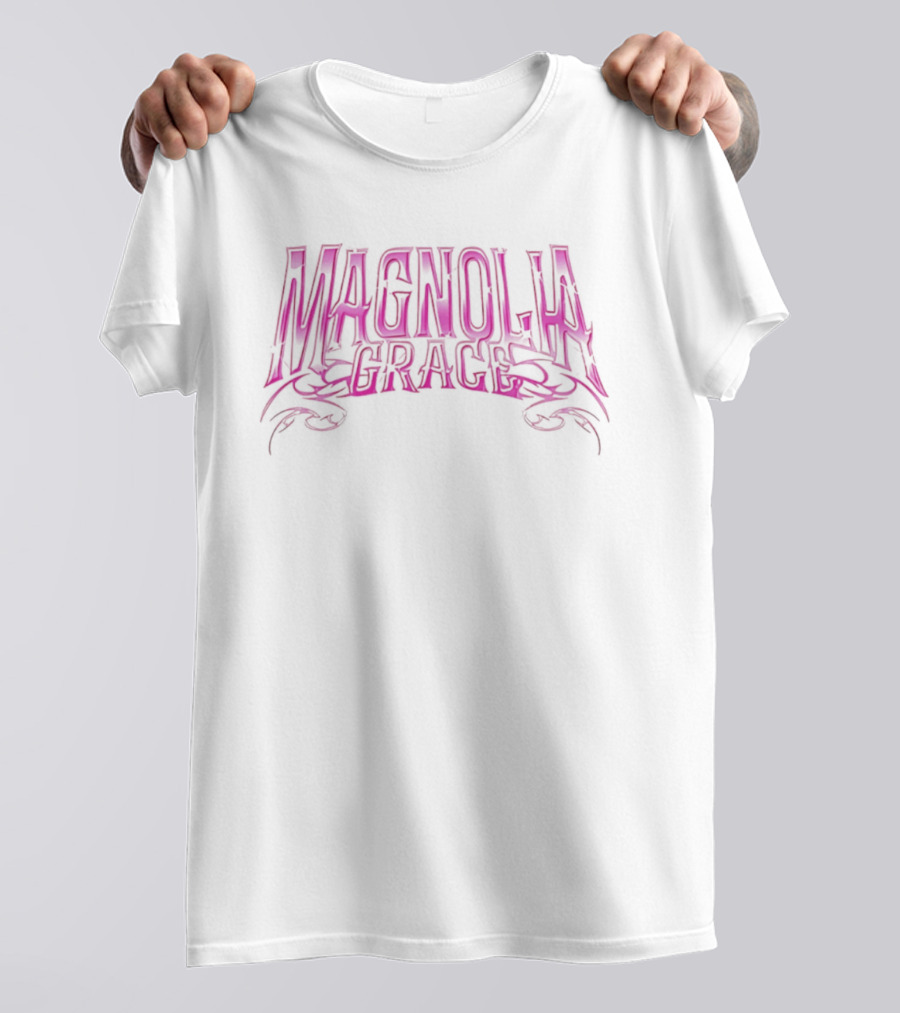 Magnolia Grace Bold Pink Lettering Tattoo T-Shirt