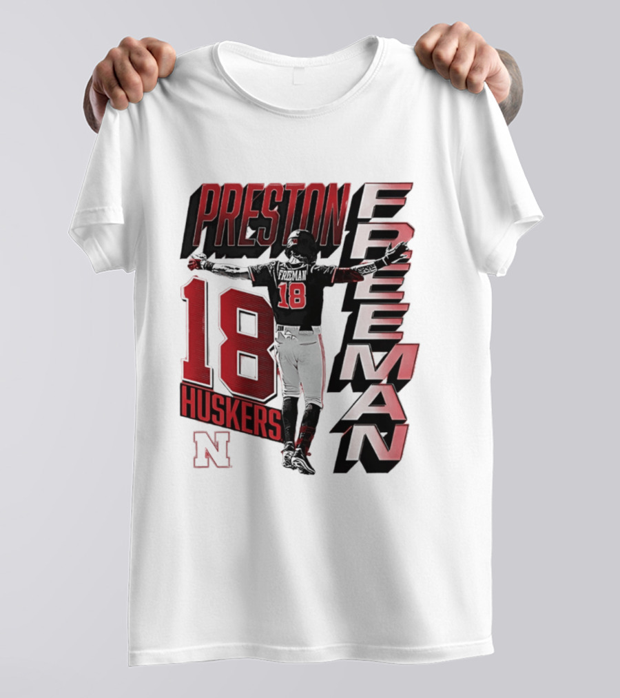 Preston Freeman 18 Huskers Nebraska Football Player T-Shirt