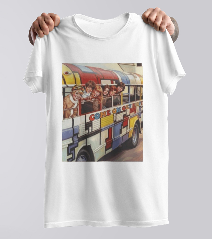 Psychedelic School Bus Come On Get Happy Retro Vibes T-Shirt