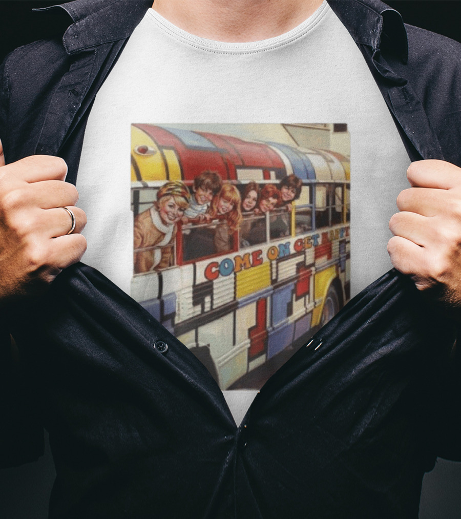Psychedelic School Bus Come On Get Happy Retro Vibes T-Shirt