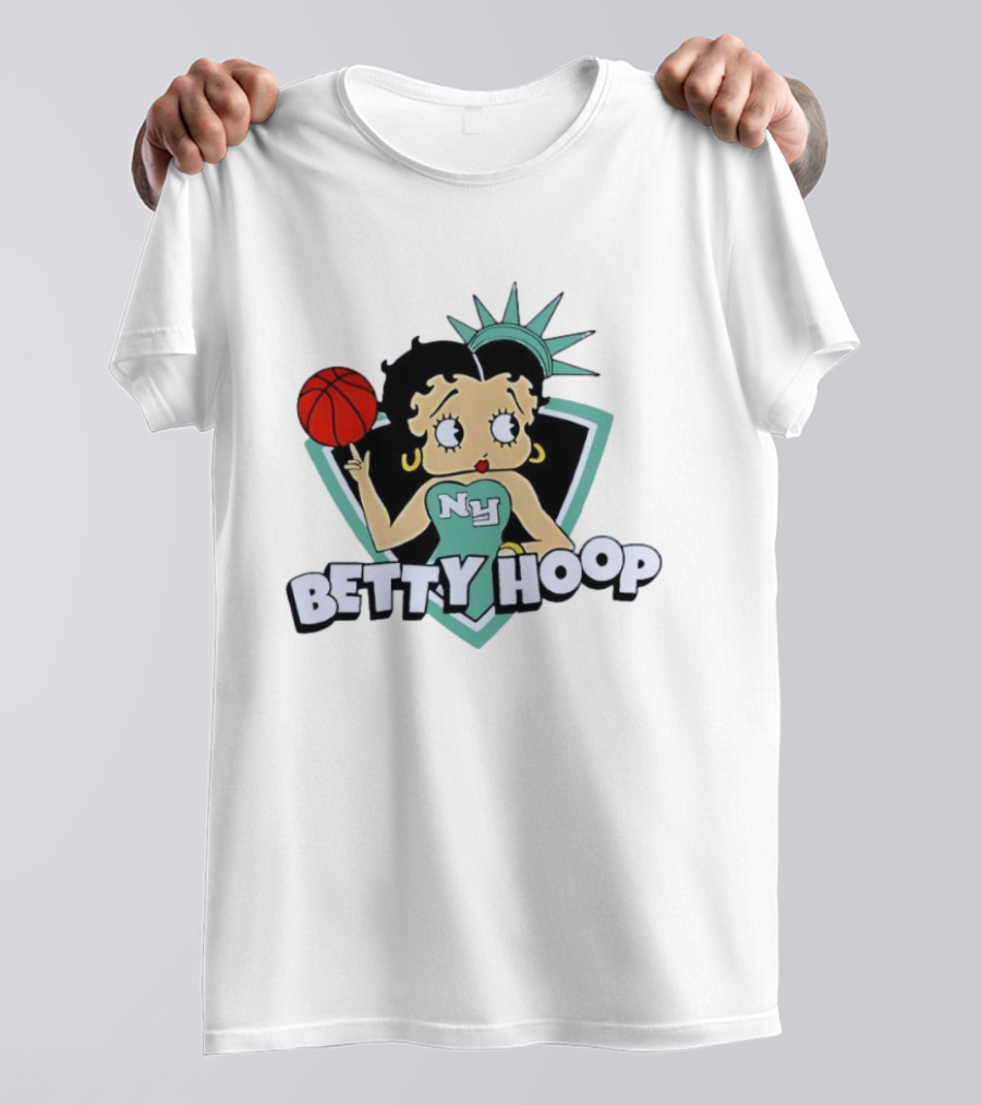 New York Liberty Betty Hoop Basketball Character NY Statue Of Liberty Crown T-Shirt