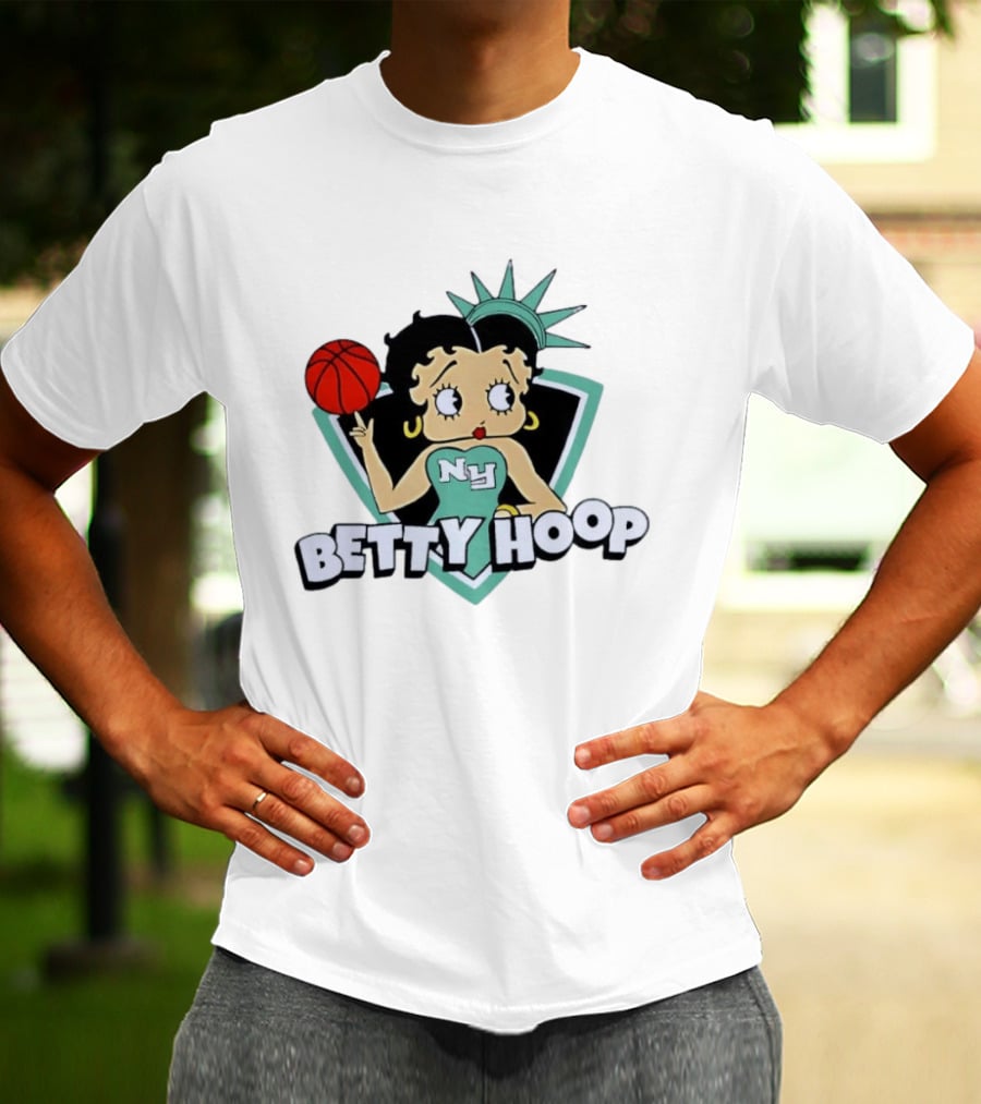 New York Liberty Betty Hoop Basketball Character NY Statue Of Liberty Crown T-Shirt