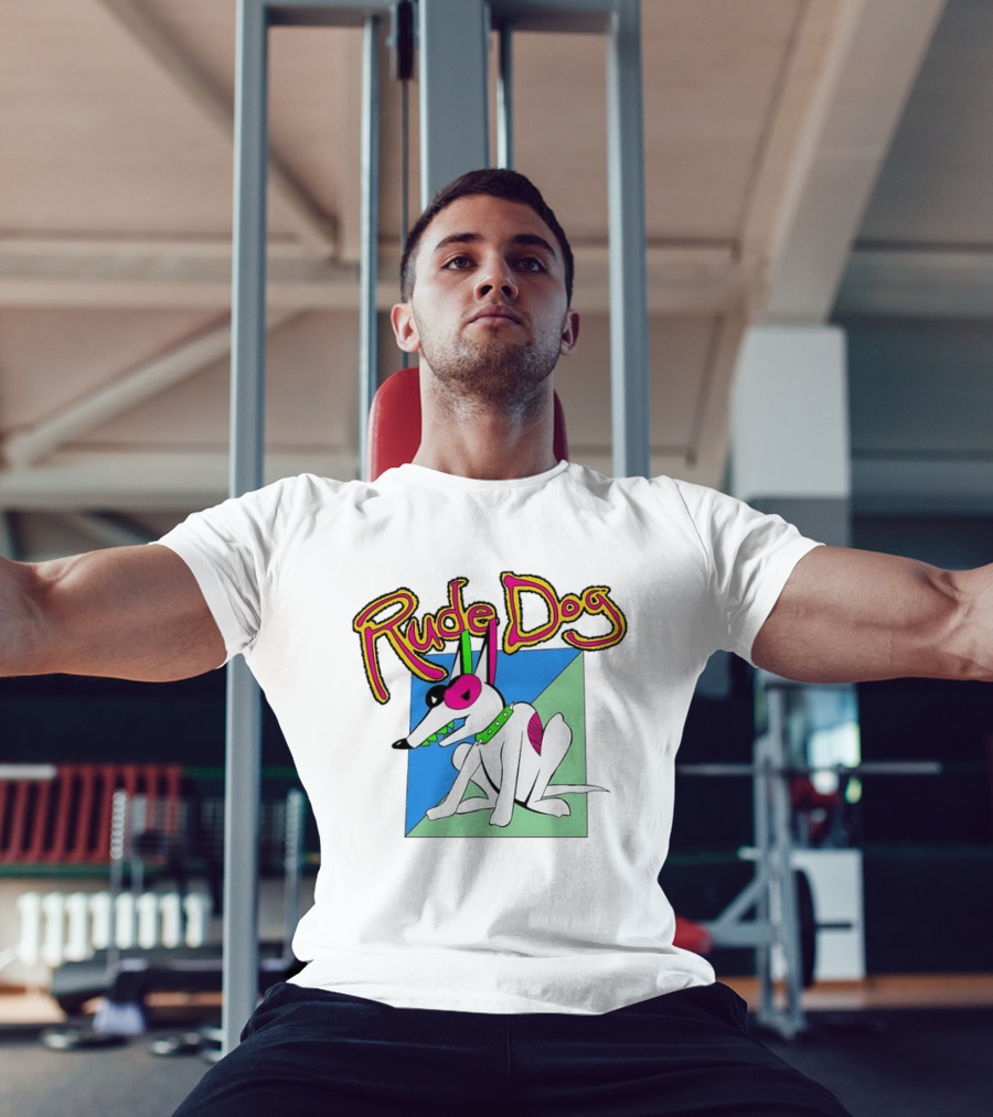 Rude Dog Retro 80s Cartoon Style Colorful T-Shirt