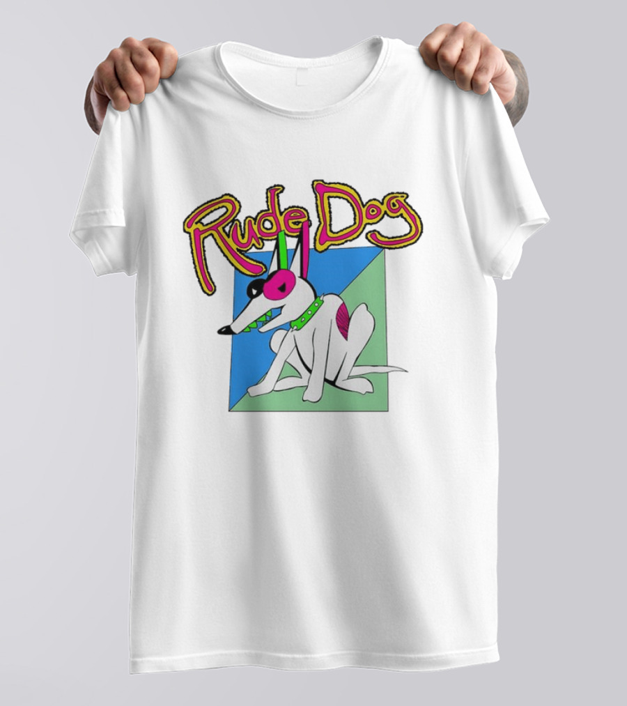 Rude Dog Retro 80s Cartoon Style Colorful T-Shirt