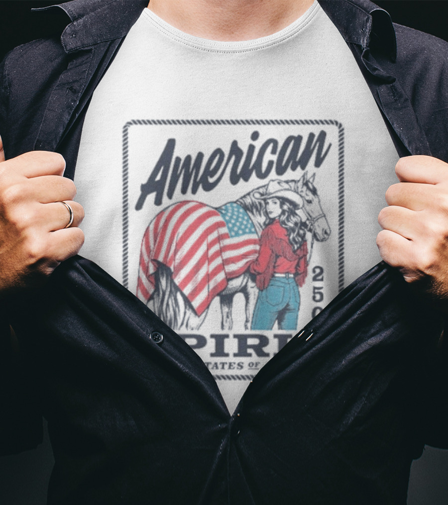 American Spirit 250 United States Of America Horse And Rider With Flag Blanket T-Shirt