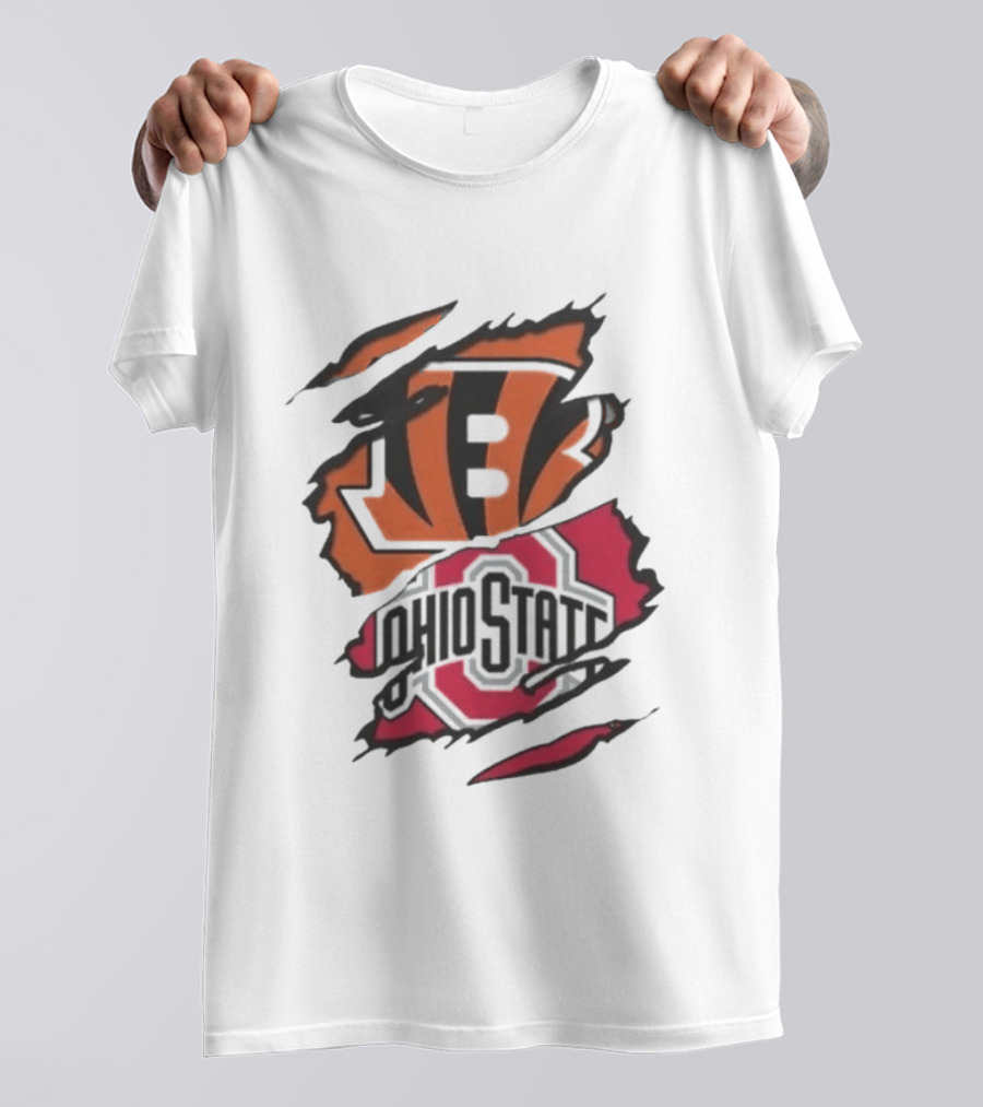 Cincinnati Bengals Ohio State Buckeyes Rip Effect NCAA Collaboration T-Shirt