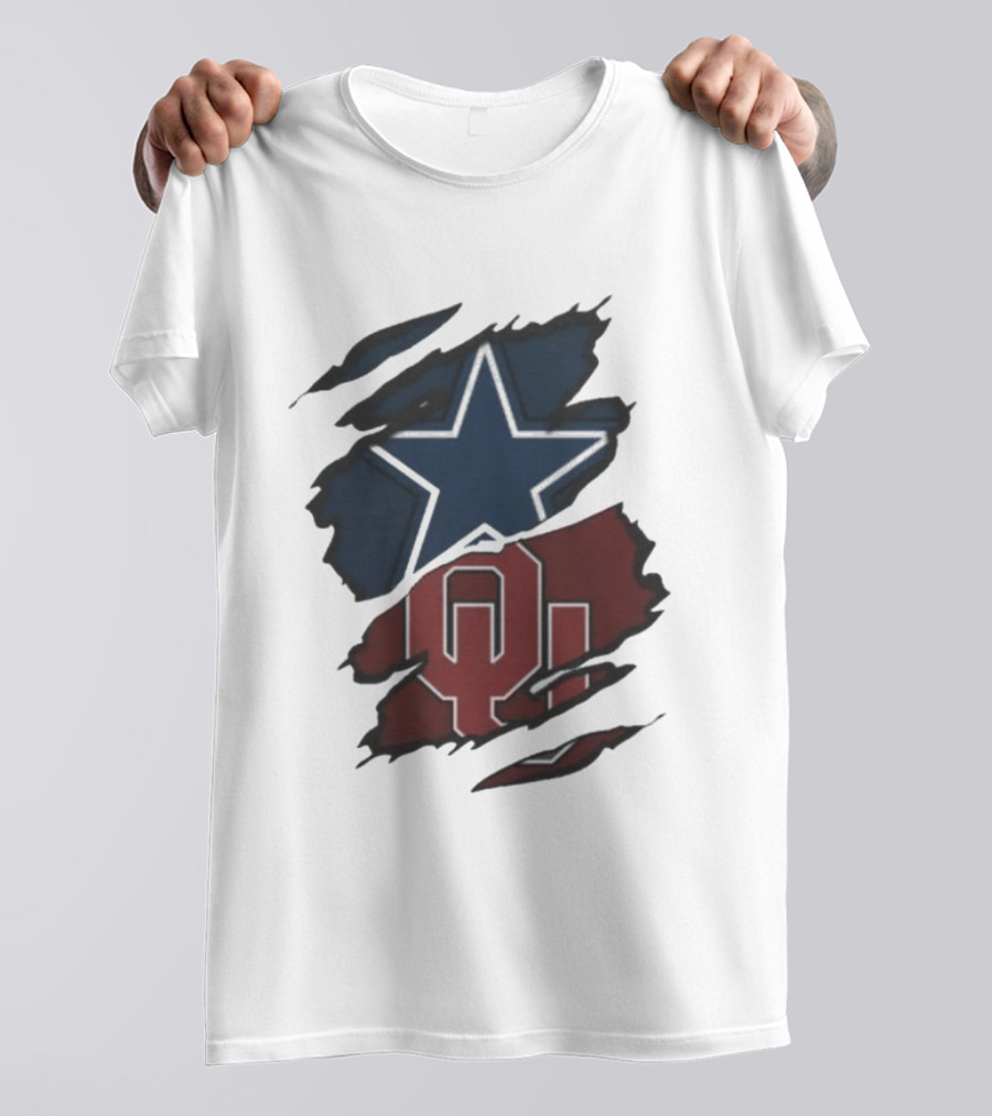 Dallas Cowboys Oklahoma Sooners NCAA Sports Ripped Star OU T-Shirt