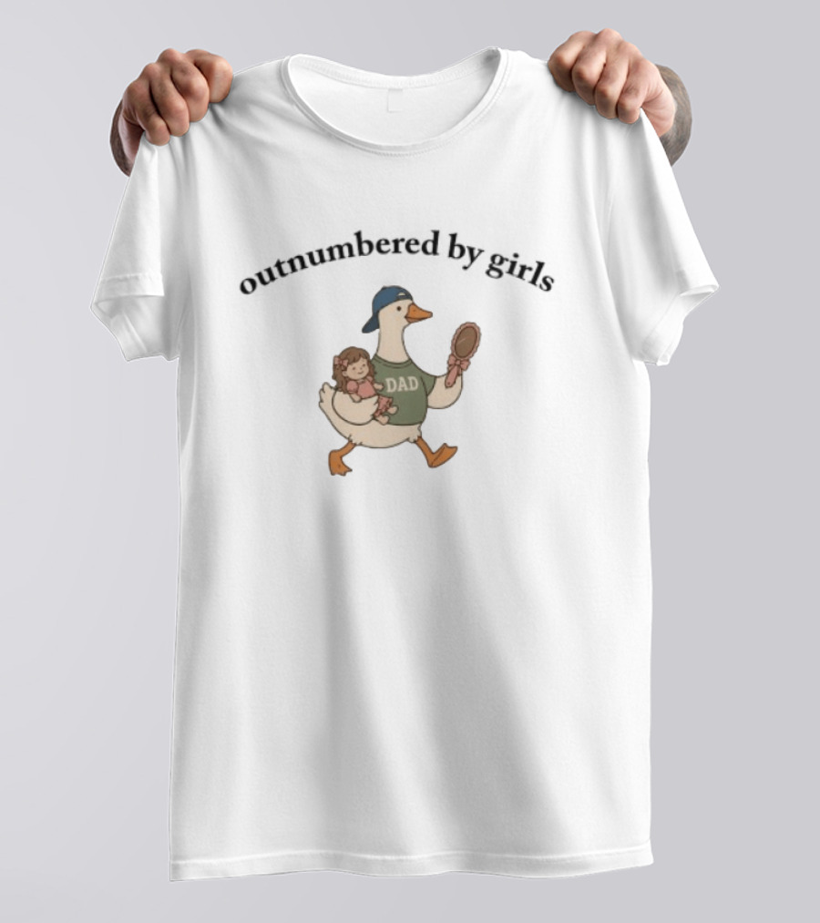 Duck Dad Outnumbered By Girls Funny Cartoon Parenting Humor T-Shirt