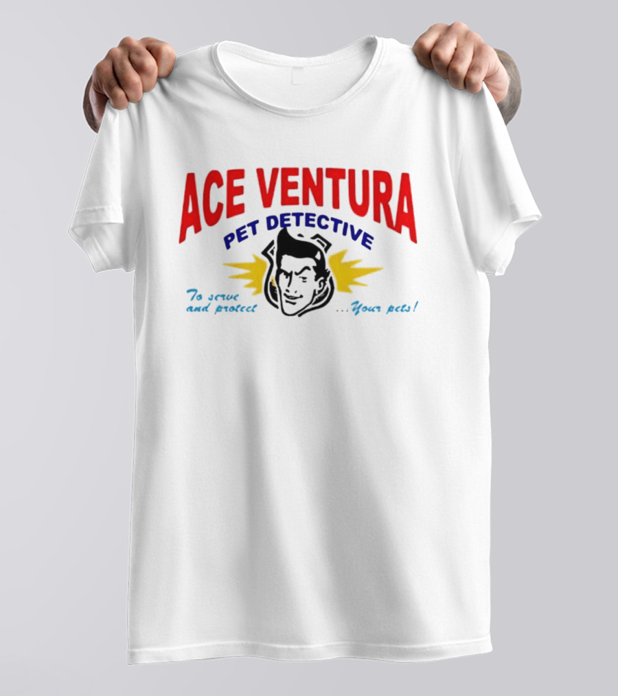 Ace Ventura Pet Detective To Serve And Protect Your Pets Movie Iconic Character Yellow Lightning T-Shirt