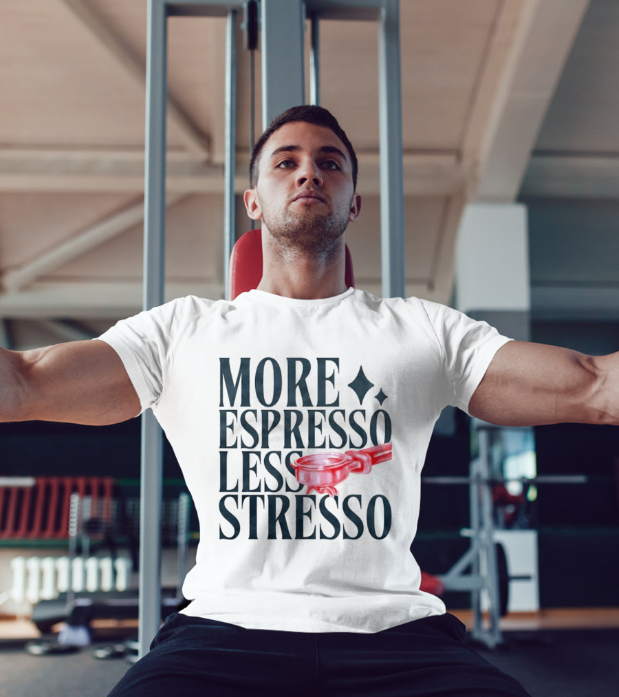 More Espresso Less Stresso Coffee Portafilter Fun T-Shirt