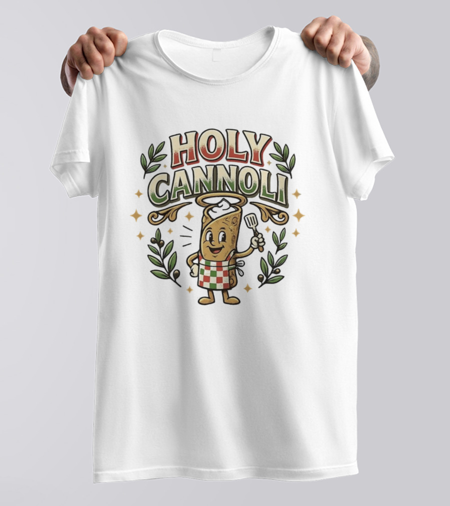 Holy Cannoli Cartoon Cannolo Chef Italian Food Fun T-Shirt
