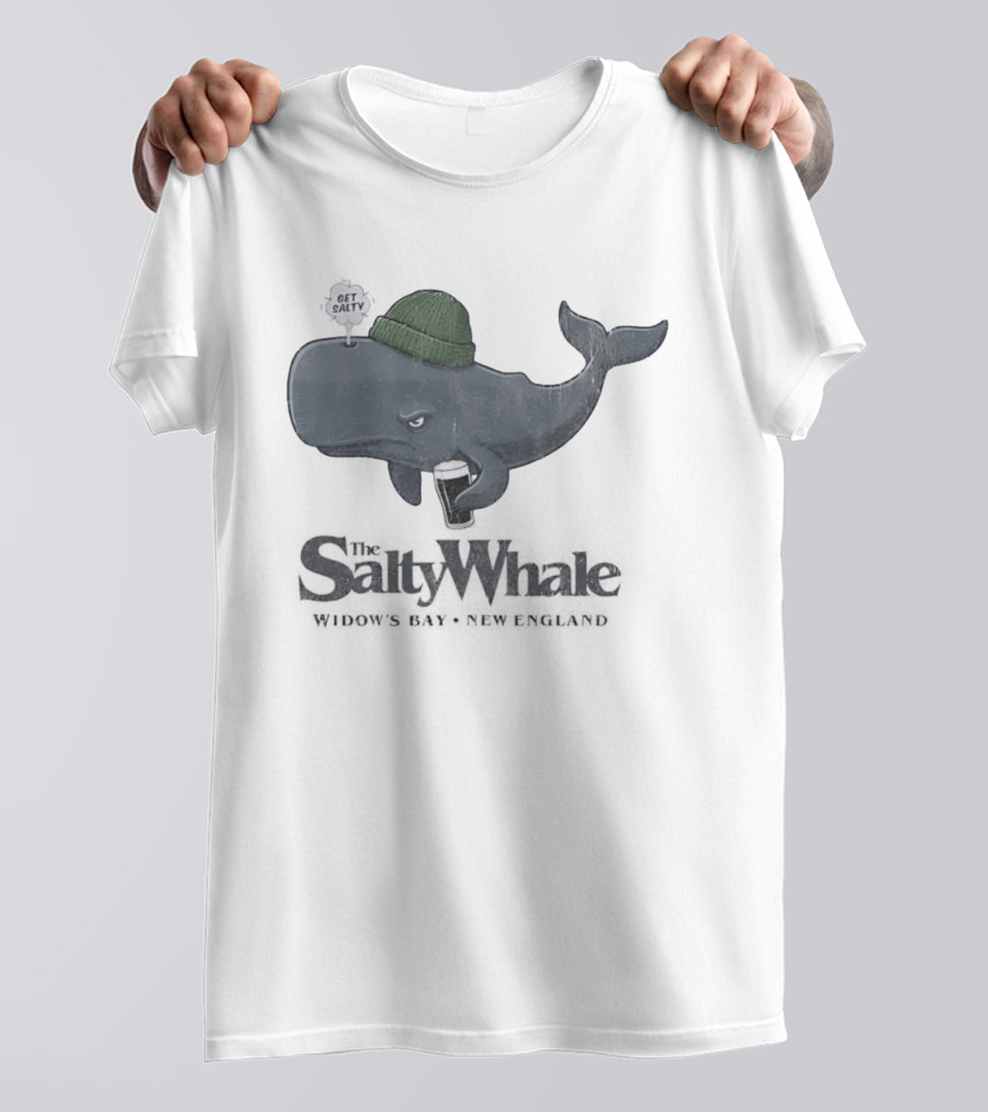 Get Salty Whale New England Beer Drinker Nautical Widows Bay T-Shirt