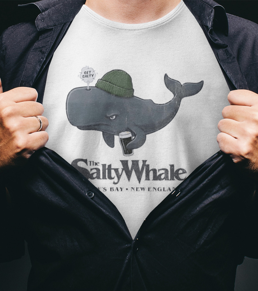 Get Salty Whale New England Beer Drinker Nautical Widows Bay T-Shirt