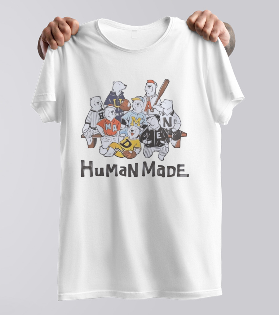 Human Made Polar Bear Baseball Team H M A N M A D E T-Shirt