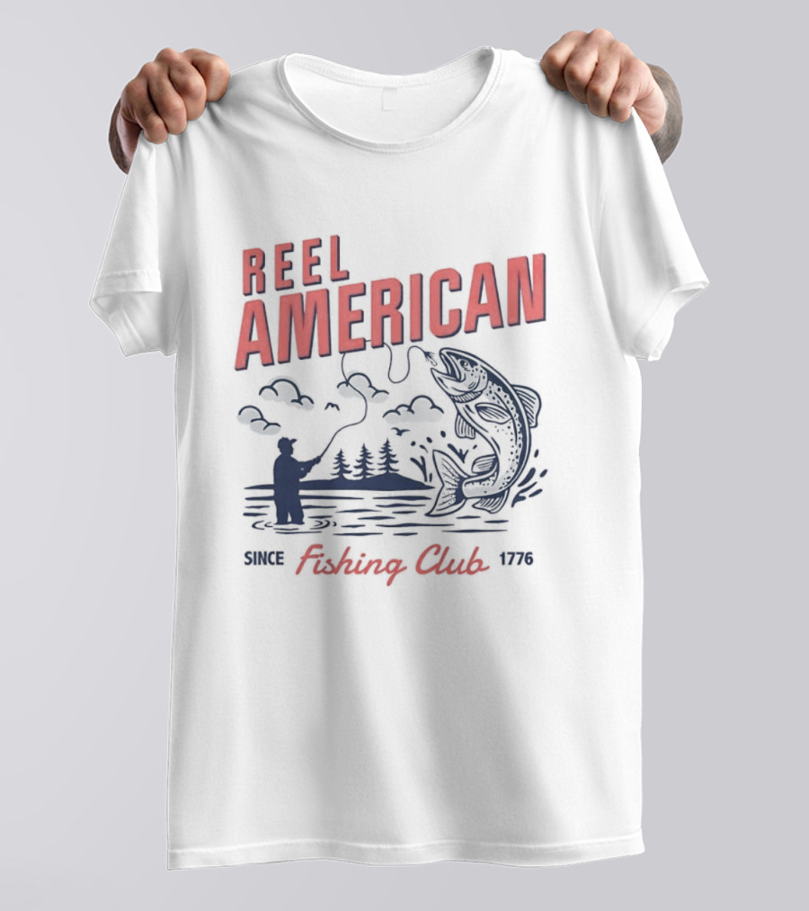 Reel American Fishing Club Since 1776 Fly Fishing Trout Angler United States T-Shirt