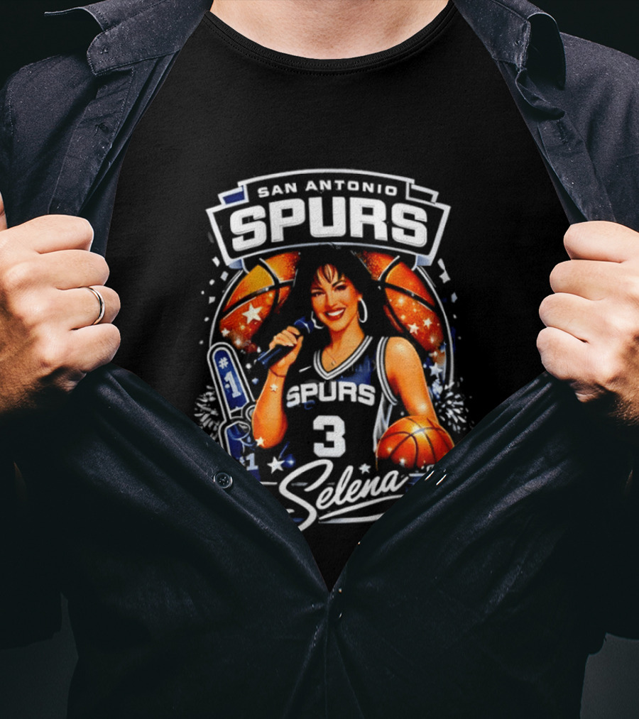 San Antonio Spurs Selena Basketball Number 3 Fan T-Shirt