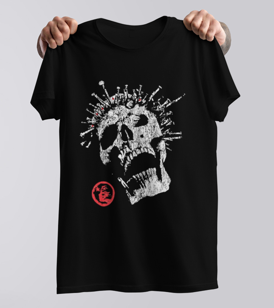 Screaming Skull Punk Spikes Flaming Face Unleashed Fury 2026 Collection Distressed T-Shirt