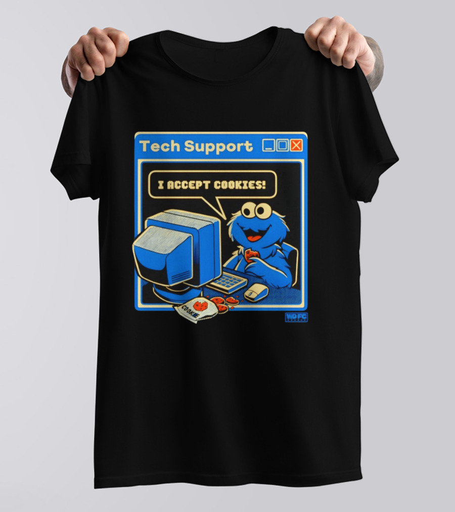 Tech Support I Accept Cookies Cookie Monster Computer Humor T-Shirt