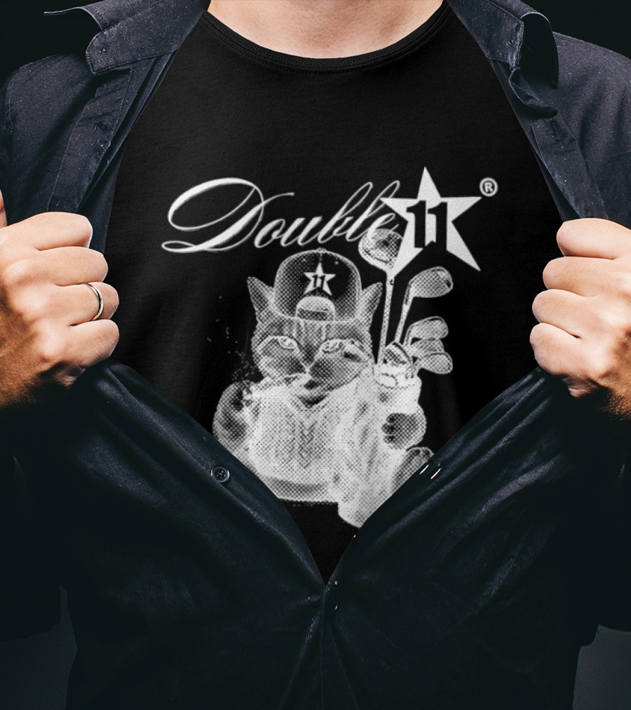 Double 11 Golfing Cat Star Golf Clubs Urban Streetwear 2026 Future T-Shirt