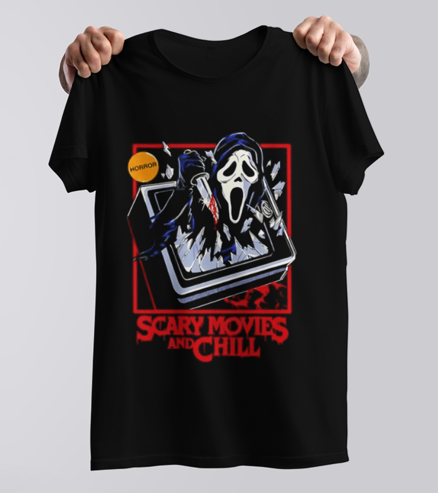 Ghostface Scream Horror Movie Breaking TV Scary Movies And Chill 2026 T-Shirt