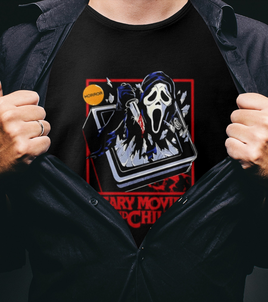 Ghostface Scream Horror Movie Breaking TV Scary Movies And Chill 2026 T-Shirt