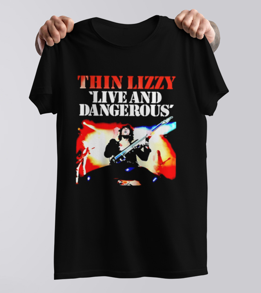 Thin Lizzy Live And Dangerous Cover Classic Rock Band Album T-Shirt