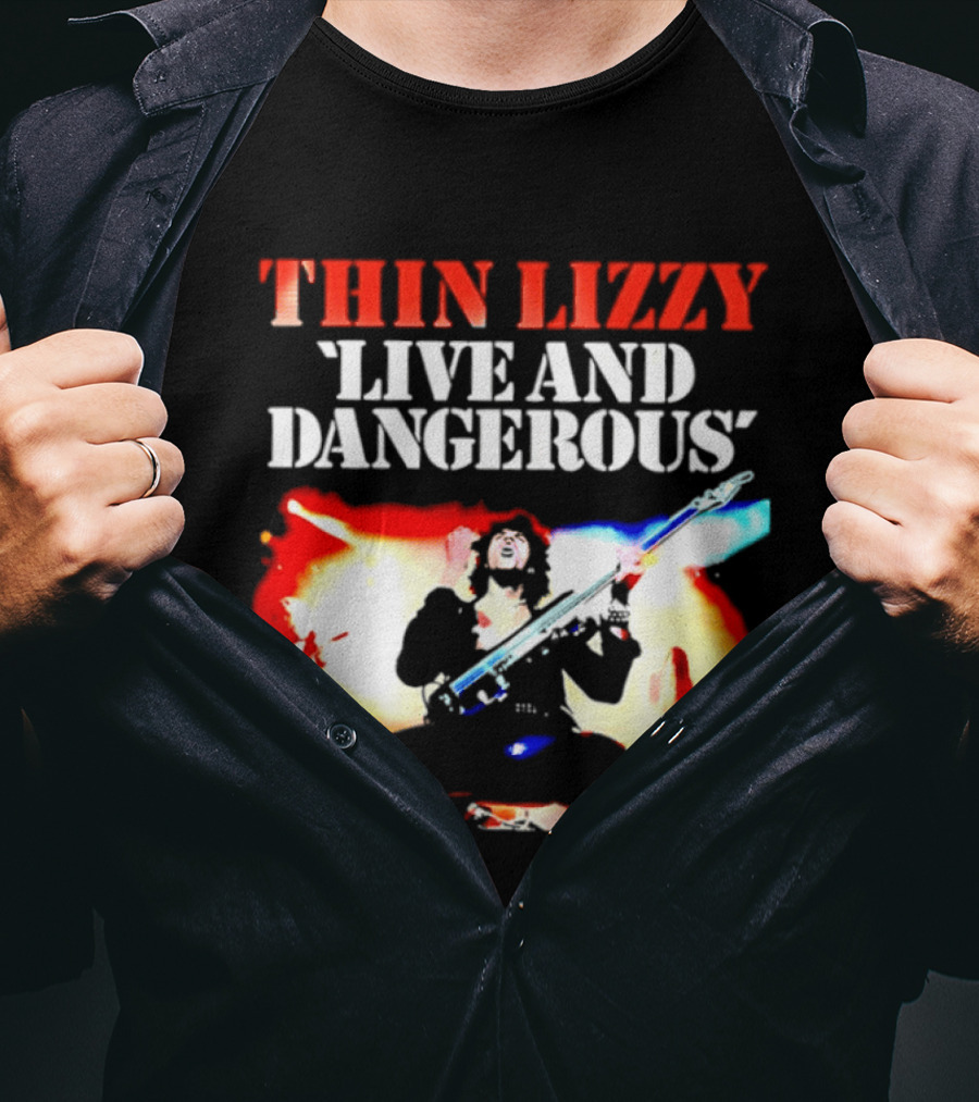 Thin Lizzy Live And Dangerous Cover Classic Rock Band Album T-Shirt