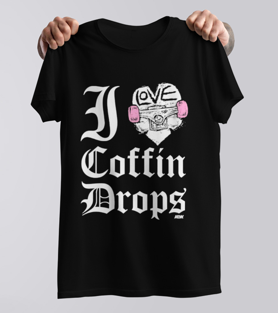 I Love Coffin Drops Aew Skateboard Heart Pink Gloves T-Shirt