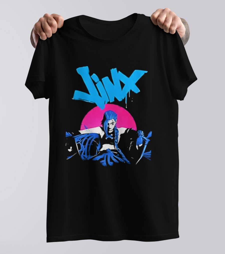 Jinx Blue Hair Graffiti Unleashed Power Arcane League Of Legends 2026 Season 2 Anticipation T-Shirt