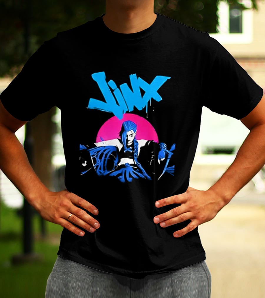 Jinx Blue Hair Graffiti Unleashed Power Arcane League Of Legends 2026 Season 2 Anticipation T-Shirt
