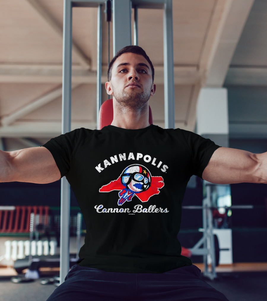 Kannapolis Cannon Ballers Baseball Skull North Carolina Map T-Shirt