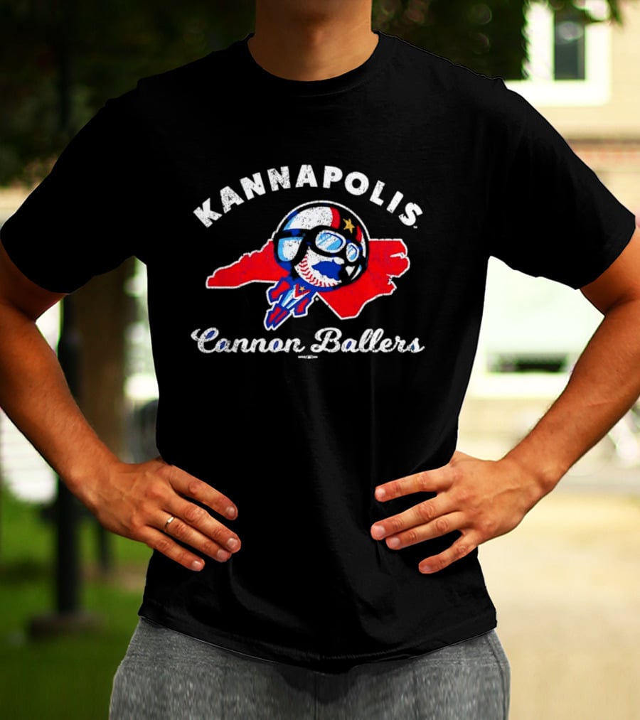 Kannapolis Cannon Ballers Baseball Skull North Carolina Map T-Shirt