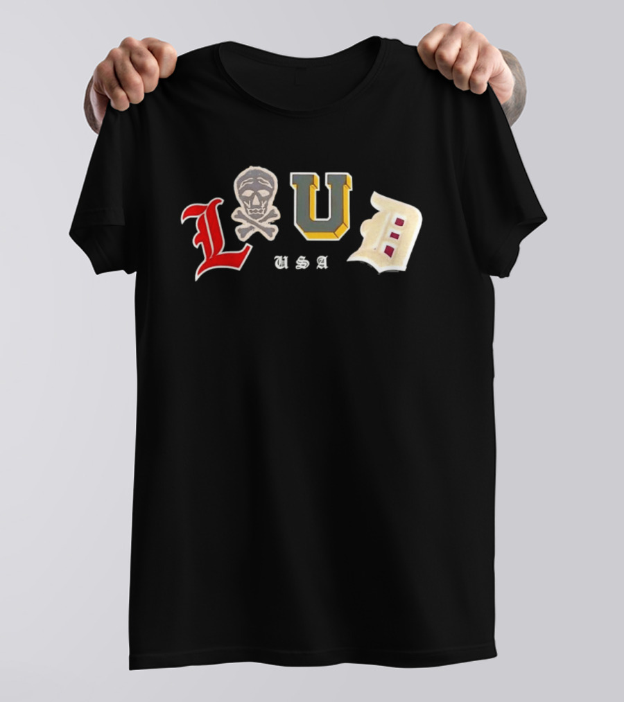 LUD USA Skull Varsity Patches L U D T-Shirt