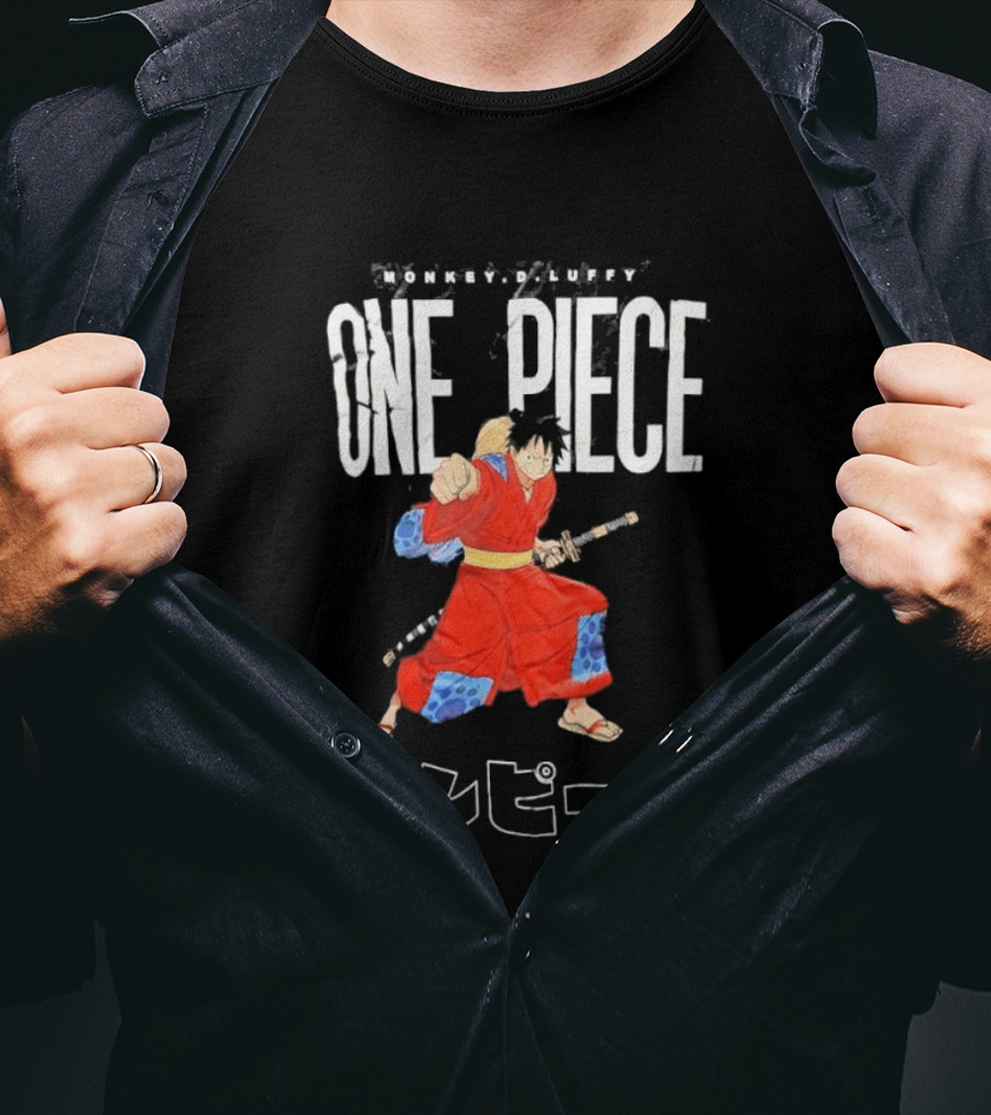 One Piece Luffy Wano Samurai Katana Anime Japanese T-Shirt
