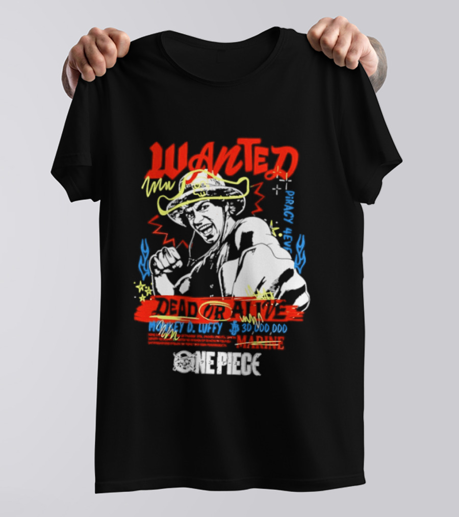 One Piece Monkey D. Luffy Wanted Dead Or Alive 30 Million Berries Bounty Straw Hat Pirate 2026 T-Shirt