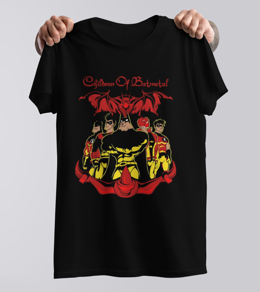 Children Of Batmetal Batman Robins Heavy Metal Characters Demonic Bat T-Shirt