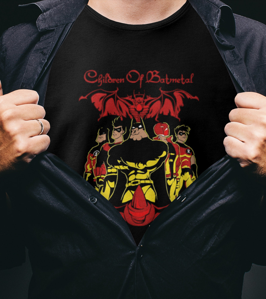 Children Of Batmetal Batman Robins Heavy Metal Characters Demonic Bat T-Shirt