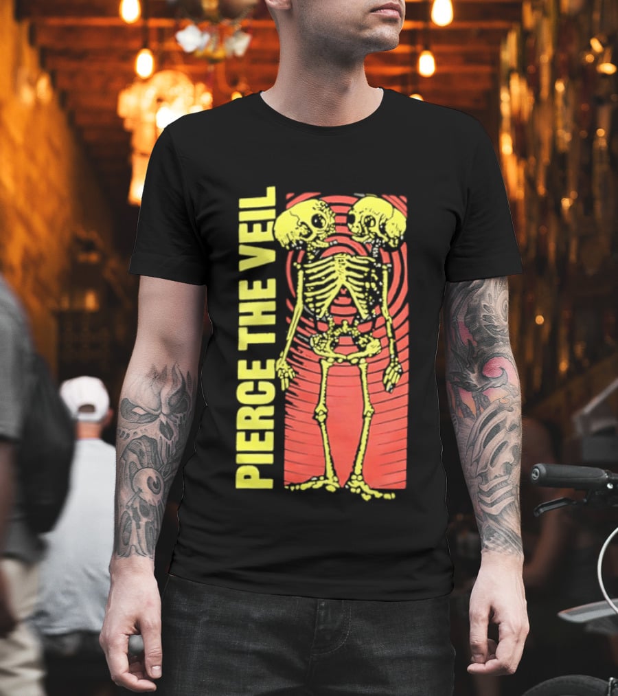 Pierce The Veil Two Headed Skeleton Red Target 2026 T-Shirt
