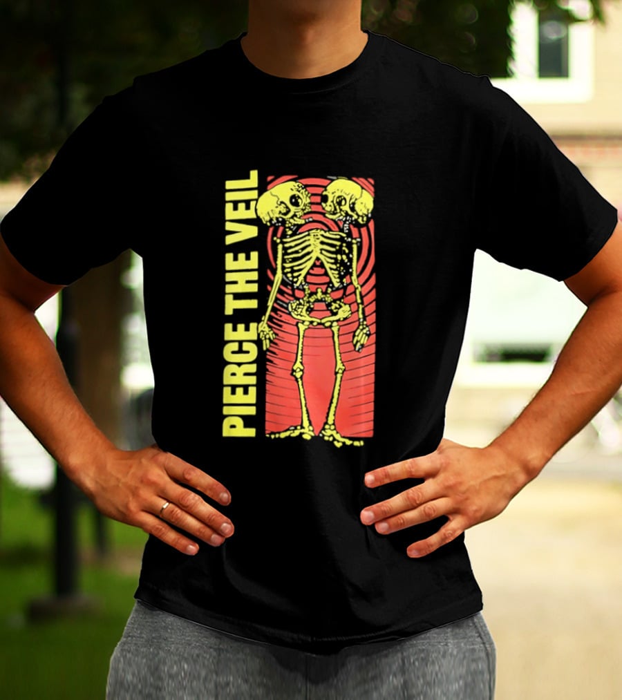 Pierce The Veil Two Headed Skeleton Red Target 2026 T-Shirt