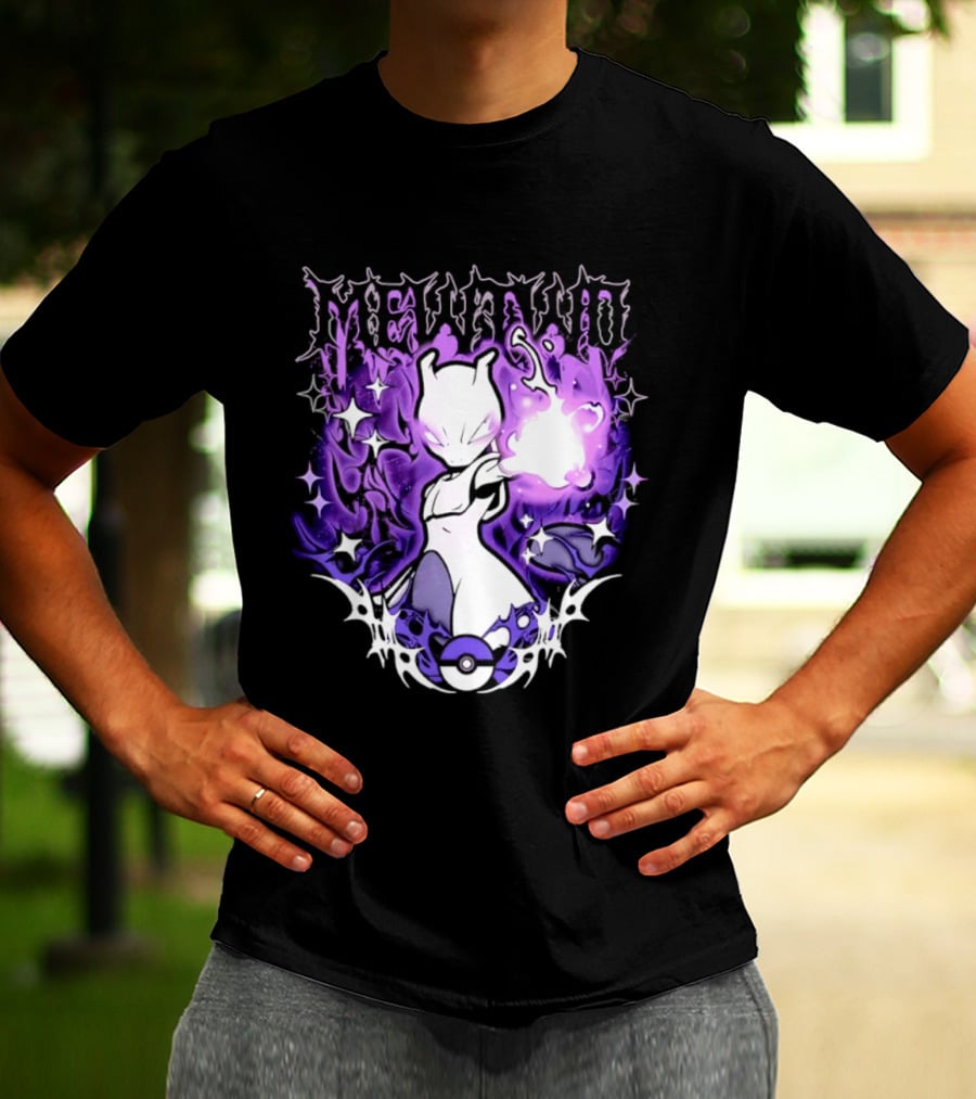 Gothic Mewtwo Psychic Legendary Pokemon T-Shirt