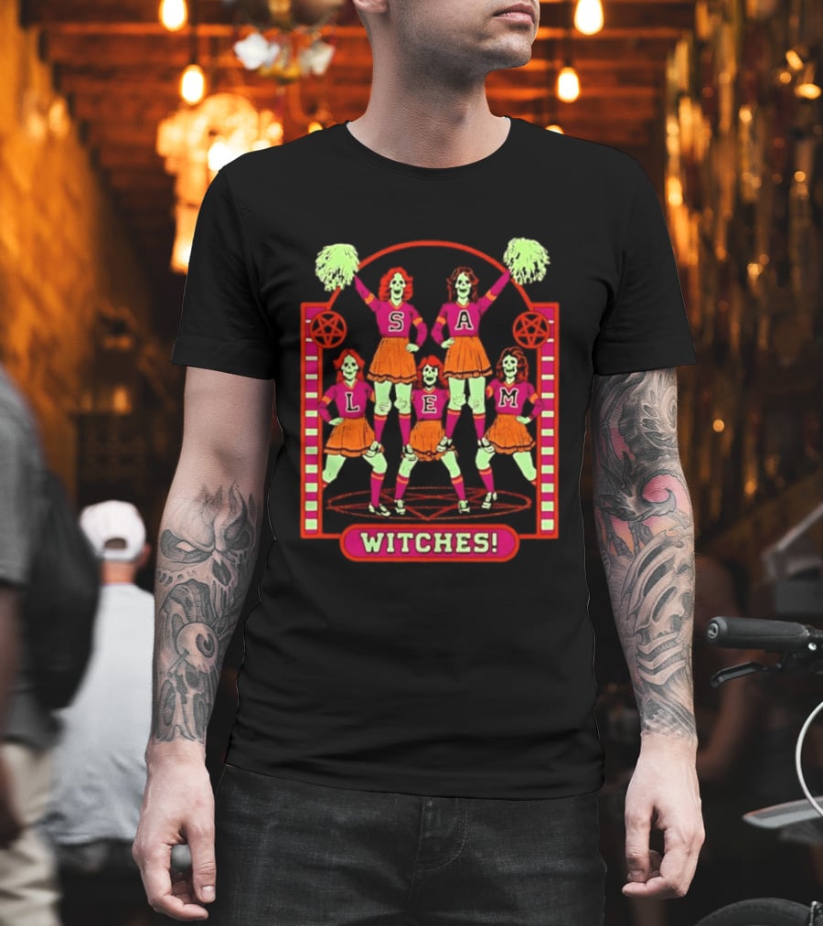 Salem Witches Cheerleader Skeletons Pentagram Halloween 2026 T-Shirt
