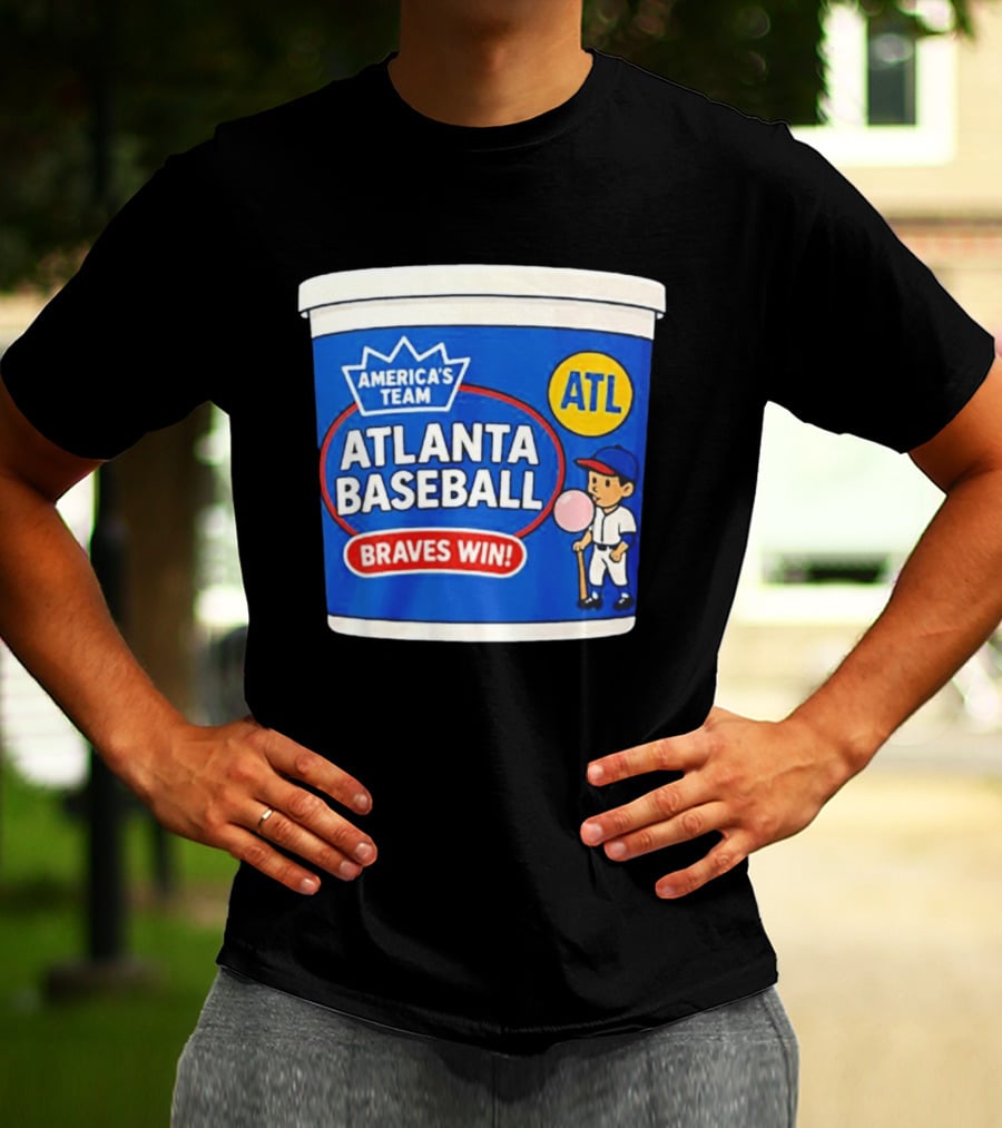 Braves Win America's Team Atlanta Baseball ATL Bubble Gum Crown T-Shirt