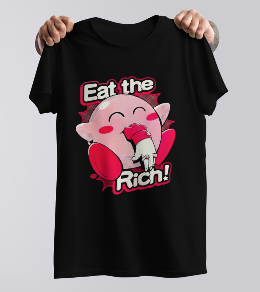 Eat The Rich Pink Character Eating Playful T-Shirt