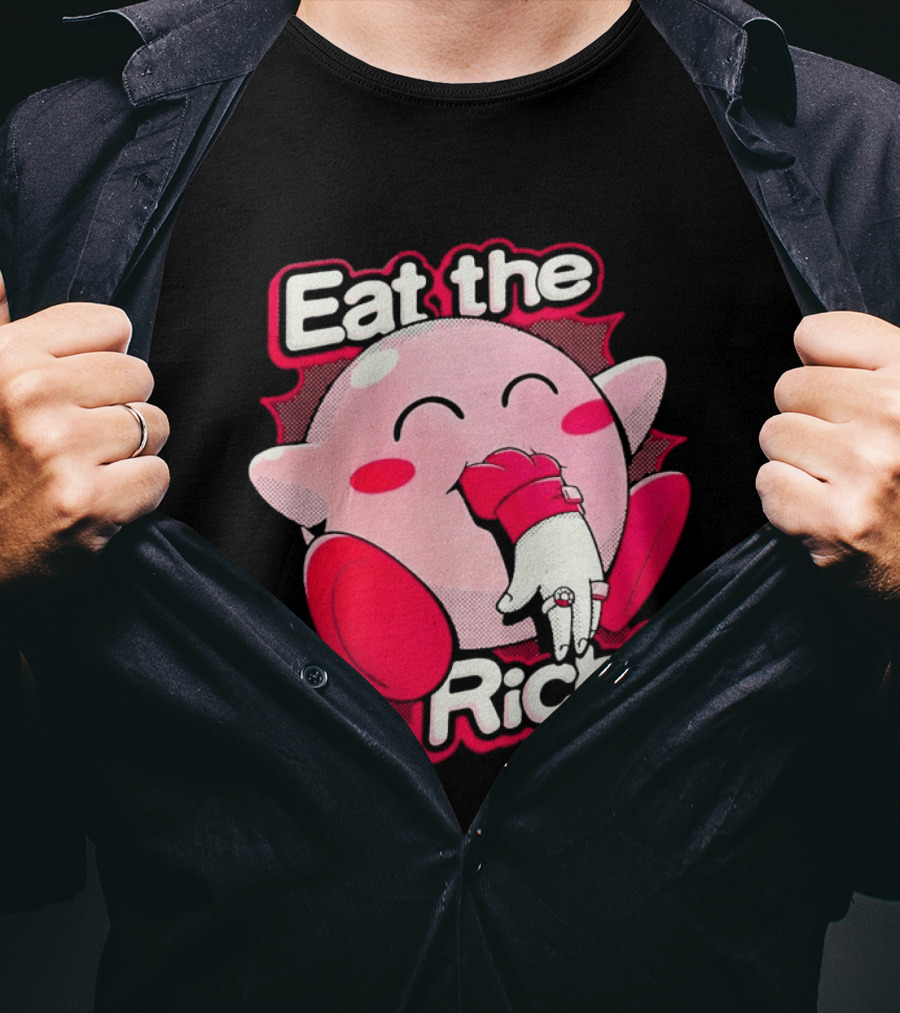 Eat The Rich Pink Character Eating Playful T-Shirt