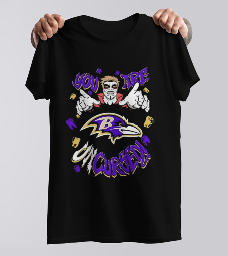 WWE Danhausen Baltimore Ravens Vampire Halloween You Are On Cursed T-Shirt